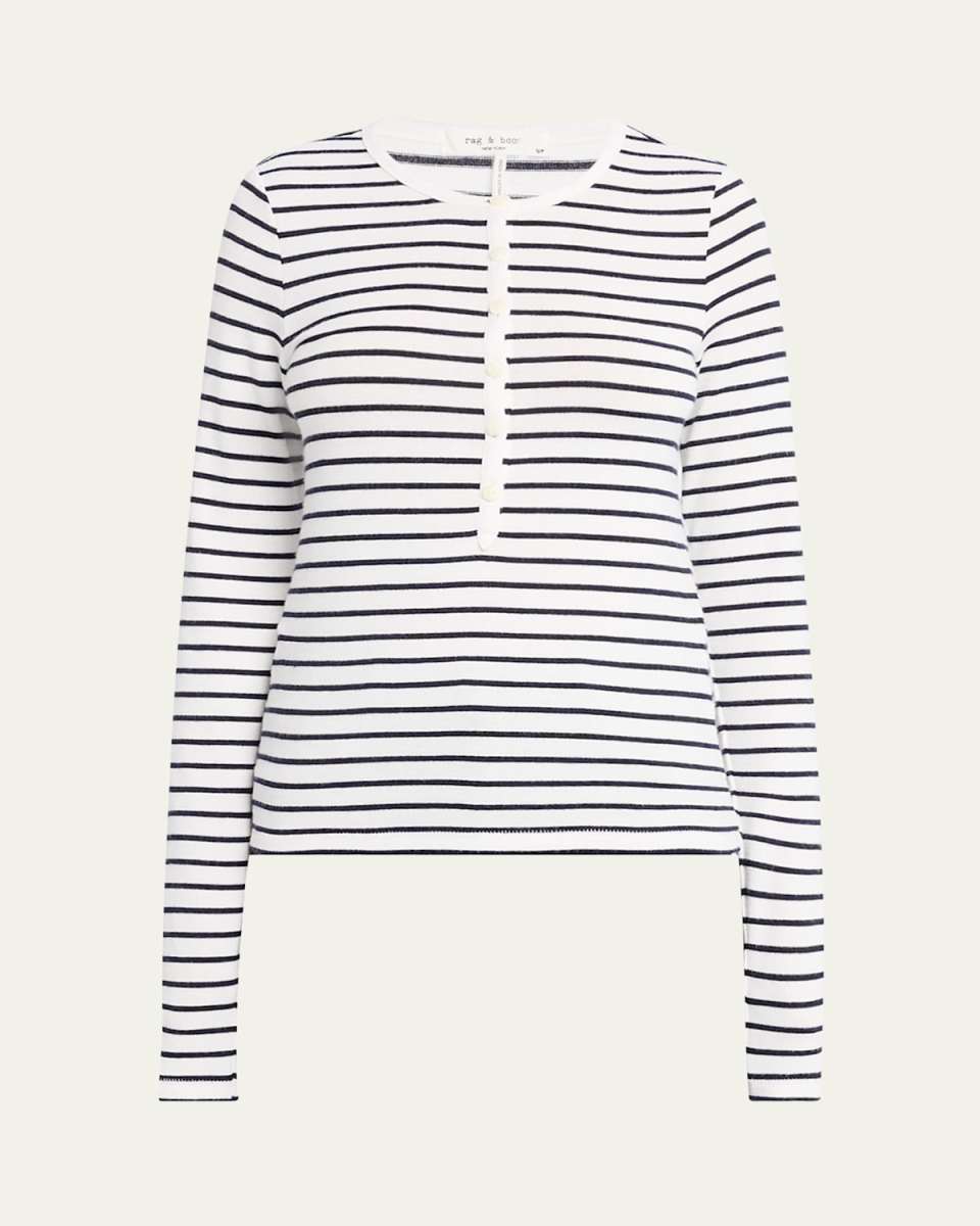 The Knit Stripe Henley Top